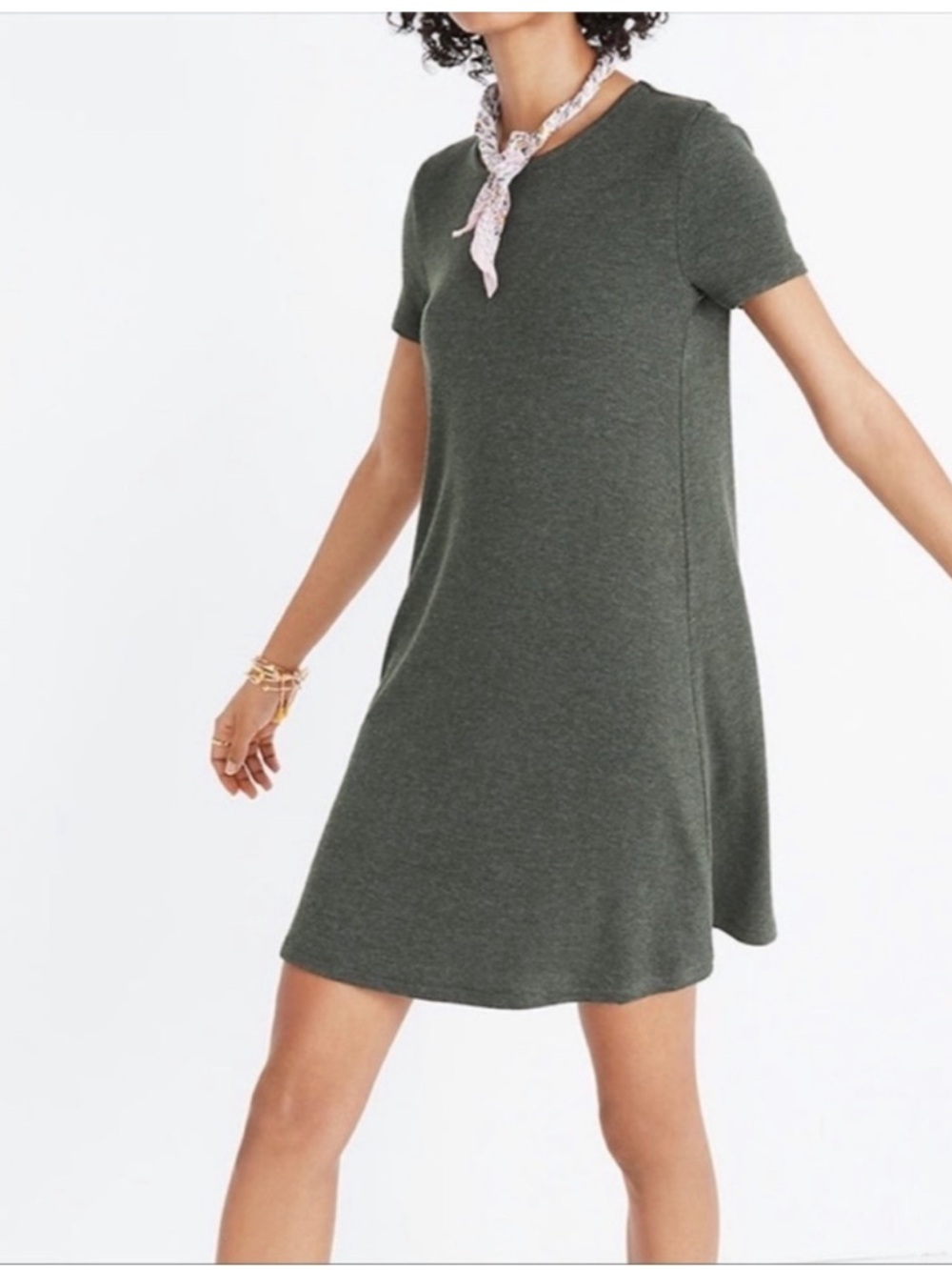 Madewell ribbed swing t shirt dress Hunter green mini dress